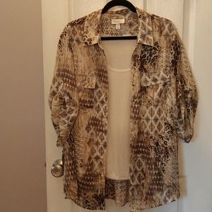 NWT Animal Print Blouse with Shell